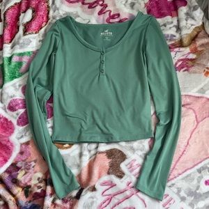 blueish green hollister long sleeve